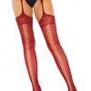Leg Avenue Lace Up Garterbelt Stockings Red O/S Strumpbyxor