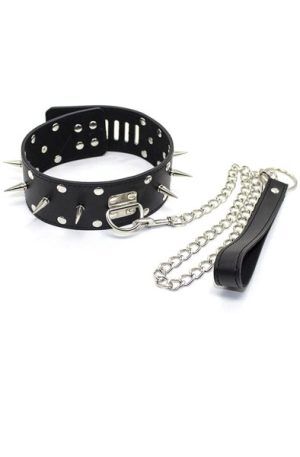 Kiotos Leather Collar Spiked Halsband & koppel