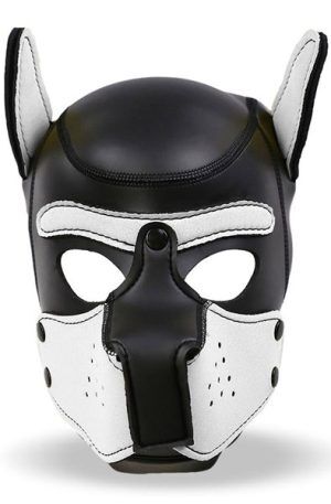 Dog Hood Removable Muzzle White/Black BDSM mask