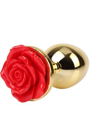Showy Rose Anal Plug Medium Gold/Red Analplugg metall
