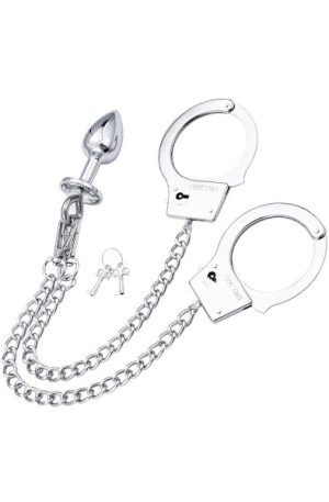 Metal Hand Cuffs With Anal Plug Analplugg metall