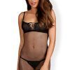 Obsessive Redella Chemise & Thong Black S/M
