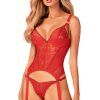 Obsessive Belovya Corset Red XS/S Korsett med stringtrosa