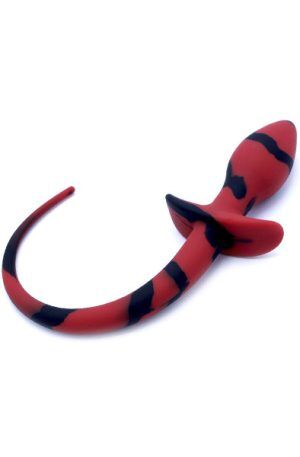 Kiotos Anal Plug Dog Tail Black/Red Analplugg med svans