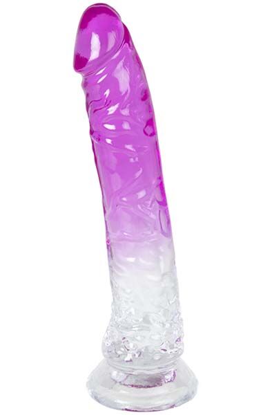 Dual Color Dildo Purple & Clear 20 cm Dildo med sugpropp