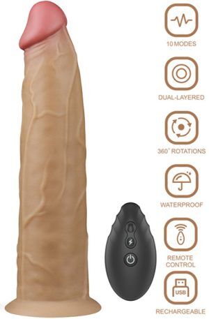 Dual-Layered Silicone Vibe With Rotation 22,5cm Dildo med vibrator