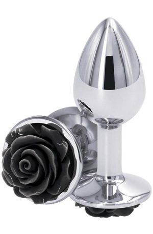 NS Novelties Rose Buttplug Small Black Analplugg metall