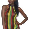 Leg Avenue Rasta Bodysuit With Snap Crotch One Size Teddy