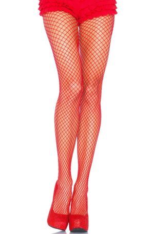 Lycra Fishnet Pantyhose Red O/S Strumpbyxor