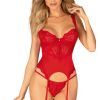 Obsessive Amor Cherris Corset & Thong Red S/M Korsett med stringtrosa