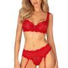 Obsessive Amor Cherris 3-pcs Set Red S/M BH & BH-set