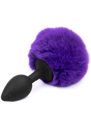 Purple Faux Fur Rabbit Tail With Silicone Plug S Analplugg med svans