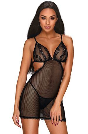Obsessive Millagro Chemise & Thong Black L/XL