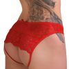 Nicolette Crotchless Panty Red L/XL Trosor med öppen gren