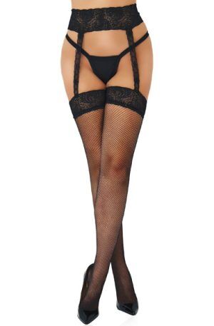 Fishnet Garterbelt Stockings O/S Strumpbyxor