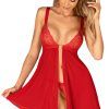 Obsessive Elianes Babydoll & Thong Red M/L Babydoll