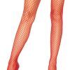 Stay Up Fishnet Thigh Highs Red O/S Strumpbyxor