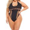 Hot Too Handle Bodysuit Black Queen Size Teddy