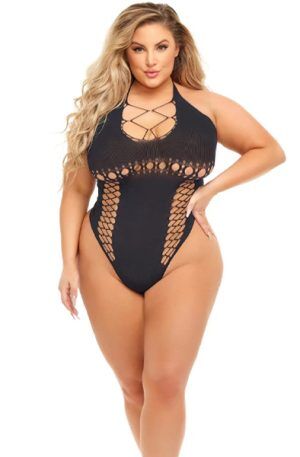 Hot Too Handle Bodysuit Black Queen Size Teddy
