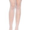 Lace Top Fishnet Thigh Highs White O/S Stay-ups