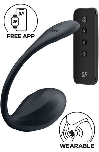 Satisfyer Ribbed Petal App Vibrator Black Appstyrt vibrerande ägg