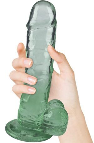 Crystal Pleasures Dual Color Green 18cm Dildo med sugpropp
