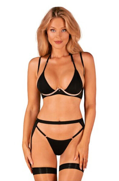 Obsessive Selinne 3-pcs Set Black XS/S BH & BH-set