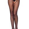 Crotchless Fishnet Pantyhose Black O/S Strumpbyxor