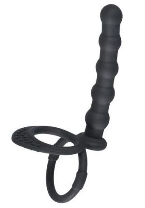 Black Velvets: Cock & Ball Ring with Anal Beads