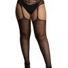 Le Désir: High-Waist Garterbelt Stockings, One Size Plus