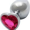 Ouch!: Heart Gem Metal Butt Plug, large, silver