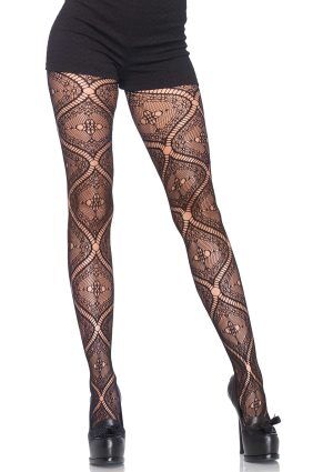 VINE LACE PANTYHOSE O/S BLACK