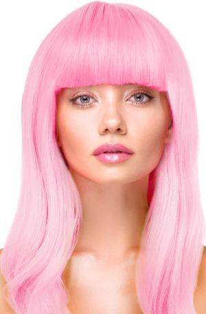 Party Wig Long Straight Light Pink Hair Peruk
