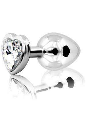 Loving Heart Butt Plug Silver/Clear Medium