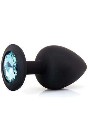 Silicone Plug With Gem Black/Blue Large