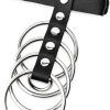 Black Artificial Leather Cockring With Metal Shaft Support 45mm Penisbur