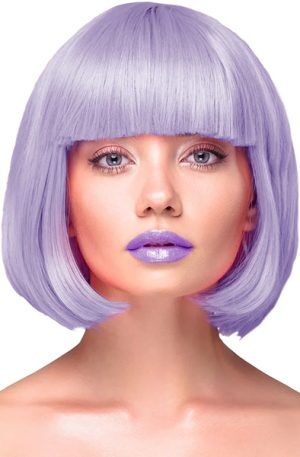 Party Wig Short Straight Purple Hair Peruk