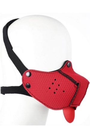 Red Puppy Neoprene Snout + Tongue BDSM mask