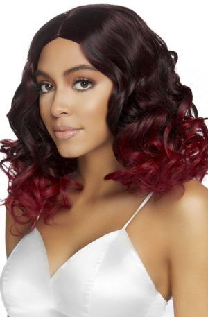 Curly Ombre Long Bob Wig Burgundy Peruk