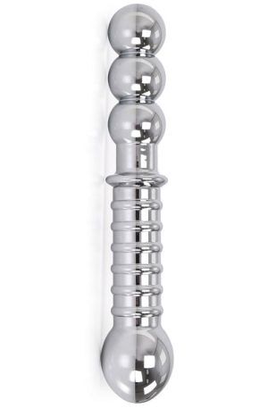 Ribbed Double-ended Steel Dildo 19cm Ståldildo