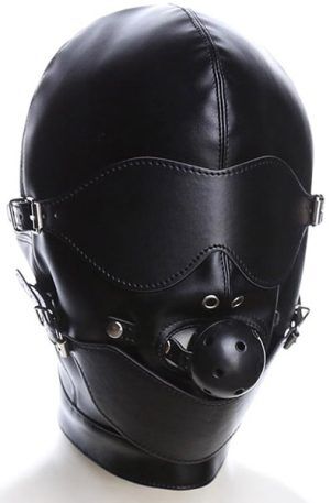 Slave Hood With Eye Mask & Breathable Gag Ball BDSM mask
