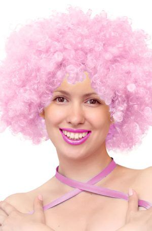 Party Wig Light Pink Afro Hair Peruk