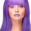 Party Wig Long Straight Purple Hair Peruk