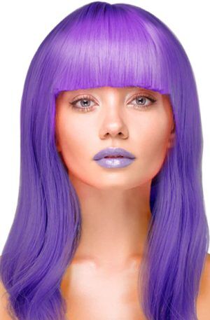 Party Wig Long Straight Purple Hair Peruk