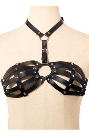 KinkHarness Simili Lanya Bra Black Bondage sele