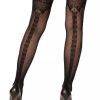 Hold up stockings Bow Backseam Black