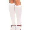 Leg Avenue Nylon Knee Highs White O/S Strumpor