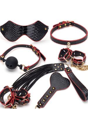 Submission Kit Crocoo 7-pcs Kit Black/Red Bondage paket
