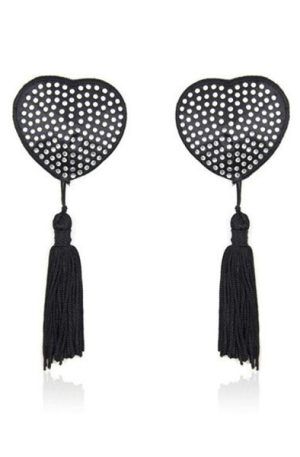 TOYZ4LOVERS Heart Shine Nipples Tassels Black Nipple covers