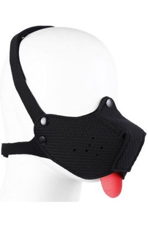 Neoprene Puppy Black Snout + Tongue BDSM mask